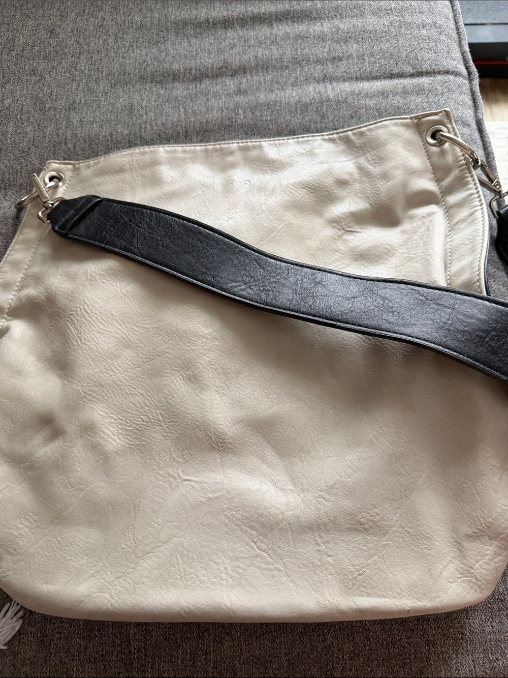 Two-Tone Cream and Black Shoulder Bag